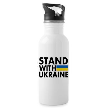 stand with ukraine - Trinkflasche mit integriertem Trinkhalm - Weiß - Rechts