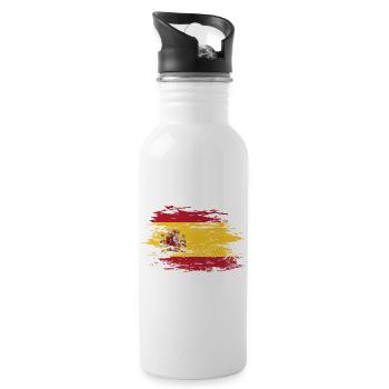 Spanien Flagge used - Trinkflasche mit integriertem Trinkhalm - Weiß - Rechts