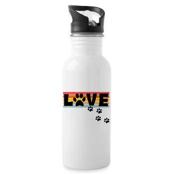 Hunde Liebe - Trinkflasche mit integriertem Trinkhalm - Weiß - Rechts