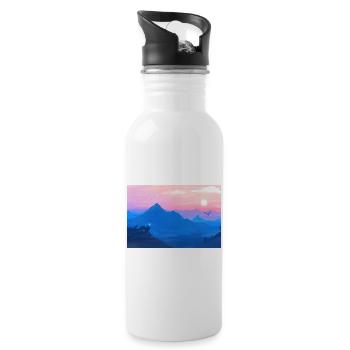 A Stellar Wolf Dream: Farben der Morgenröte - Poster - Trinkflasche mit integriertem Trinkhalm - Weiß - Rechts