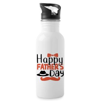 Happy Father's Day - Water bottle with straw - white - Right