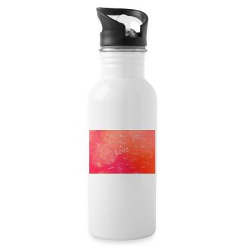 Das Wort LIEBE in vielen Sprachen - Trinkflasche mit integriertem Trinkhalm - Weiß - Rechts