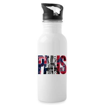 Collage Paris Eiffeltour - Trinkflasche mit integriertem Trinkhalm - Weiß - Rechts