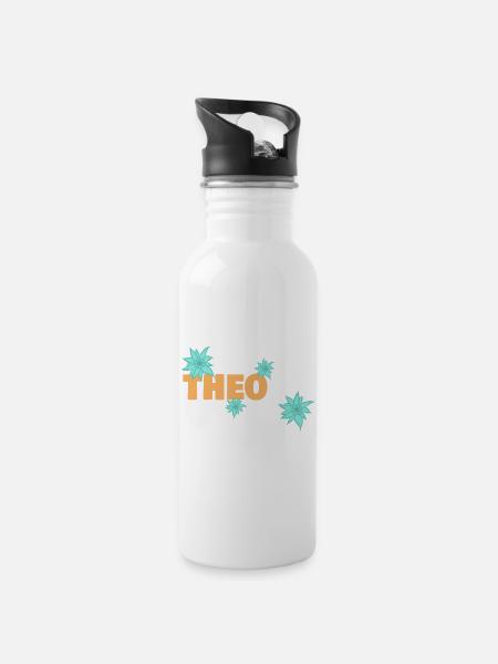 Edelweiß Theo - Trinkflasche mit integriertem Trinkhalm - Weiß