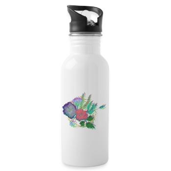 Blume - Trinkflasche mit integriertem Trinkhalm - Weiß - Rechts