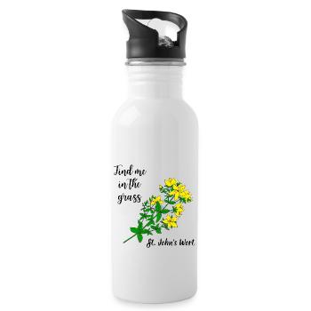 Finde mich im Gras... Johanniskraut - Trinkflasche mit integriertem Trinkhalm - Weiß - Rechts