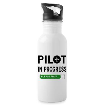 Pilot In Progress Please Wait - Water bottle with straw - white - Right