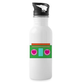 Colorful heart design for love - Water bottle with straw - white - Right