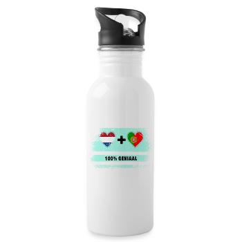 Portugal and the Netherlands 100% Genius flag - Water bottle with straw - white - Right