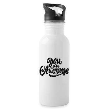 you are awesome - Trinkflasche mit integriertem Trinkhalm - Weiß - Rechts