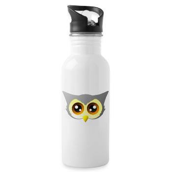 vögel closing, süßes eulengesicht - Trinkflasche mit integriertem Trinkhalm - Weiß - Rechts