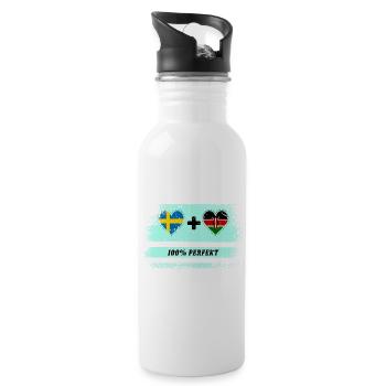 Kenya and Sweden 100% Perfect / Gift - Water bottle with straw - white - Right