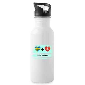 Schweiz & Schweden 100% Perfect / Geschenk - Trinkflasche mit integriertem Trinkhalm - Weiß - Rechts