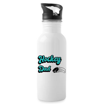 Hockey Dad Design - Water bottle with straw - white - Right