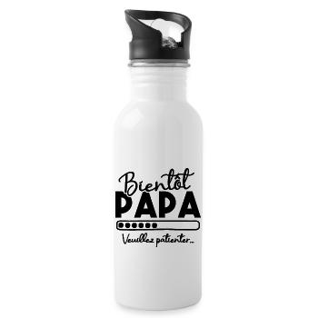 Bientôt papa veuillez patienter - Gourde avec paille intégrée - blanc - Droite