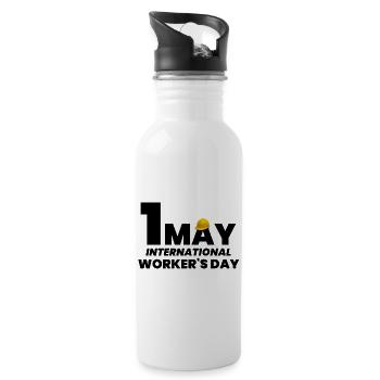 Tag der Arbeit, 1. Mai - Trinkflasche mit integriertem Trinkhalm - Weiß - Rechts