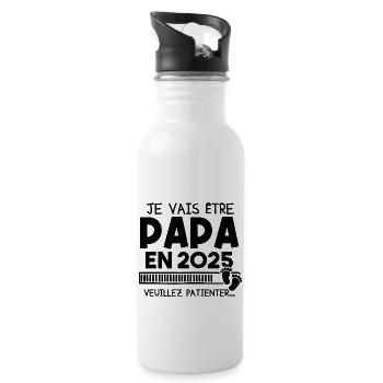 Je vais être papa en 2025 veuillez patienter... - Gourde avec paille intégrée - blanc - Droite