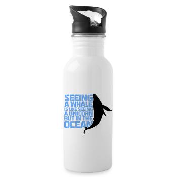 Beluga Whale Design für Meeressäuger und Orca - Trinkflasche mit integriertem Trinkhalm - Weiß - Rechts