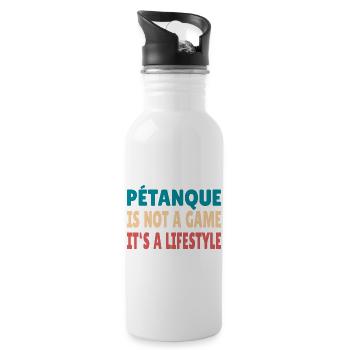 Petanque is not a game it's a Lifestyle Boule - Trinkflasche mit integriertem Trinkhalm - Weiß - Rechts