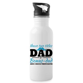 Ich habe zwei Titel, Dad und Bonus Dad - Trinkflasche mit integriertem Trinkhalm - Weiß - Rechts