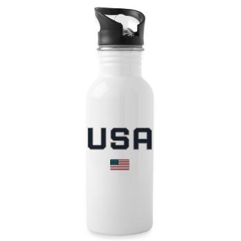 USA mit Flagge - Trinkflasche mit integriertem Trinkhalm - Weiß - Rechts