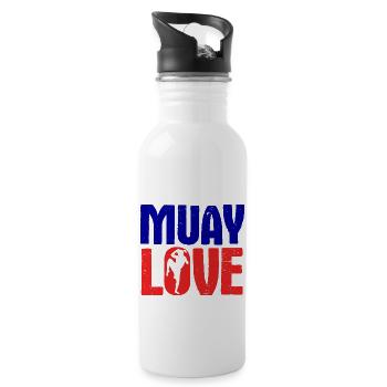 Thaiboxen Muay Thai - Trinkflasche mit integriertem Trinkhalm - Weiß - Rechts