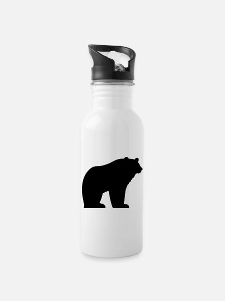 Bär - Trinkflasche mit integriertem Trinkhalm - Weiß