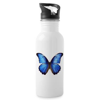 Morpho Papillon Bleu - Gourde avec paille intégrée - blanc - Droite