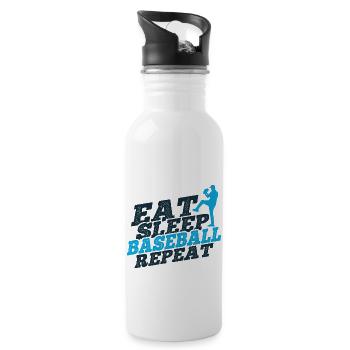 Baseball - Trinkflasche mit integriertem Trinkhalm - Weiß - Rechts