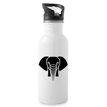 Elefant - Trinkflasche mit integriertem Trinkhalm - Weiß - Rechts