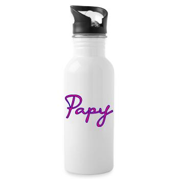 PAPY. FÊTE DES PÈRES. BONNE FÊTE PAPY. JE T'AIME. - Gourde avec paille intégrée - blanc - Droite