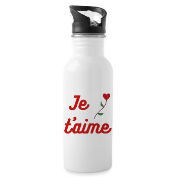 Je T'aime - French I love You Quote - Water bottle with straw - white - Right