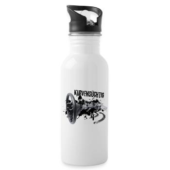 Kurvensüchtig: Kurven = Adrenalin! - Trinkflasche mit integriertem Trinkhalm - Weiß - Rechts
