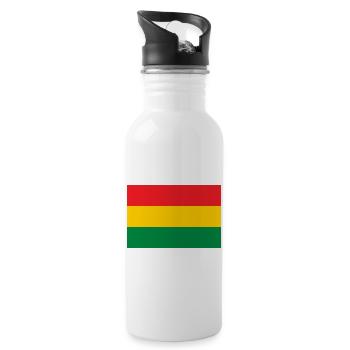 Flag of the Reggae - Rastafari Rasta Roots - Water bottle with straw - white - Right
