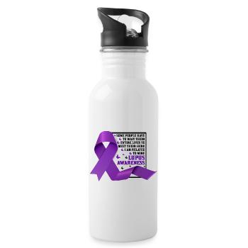 Lupus Bewusstseins Monat - Trinkflasche mit integriertem Trinkhalm - Weiß - Rechts