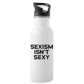 Sexismus ist nicht sexy - Trinkflasche mit integriertem Trinkhalm - Weiß - Rechts