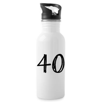 40. 40 YEARS. 40th ANNIVERSARY. BIRTHDAY 40 YEARS. - Water bottle with straw - white - Right