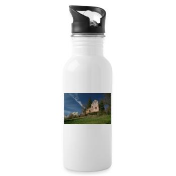 Burgruine Zavelstein - Trinkflasche mit integriertem Trinkhalm - Weiß - Rechts