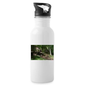Rock path in the forest light / Northern Black Forest - Water bottle with straw - white - Right