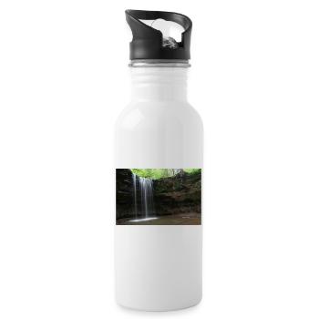 WASSERFALL HÖRSCHBACH BEI MURRHARDT - Trinkflasche mit integriertem Trinkhalm - Weiß - Rechts
