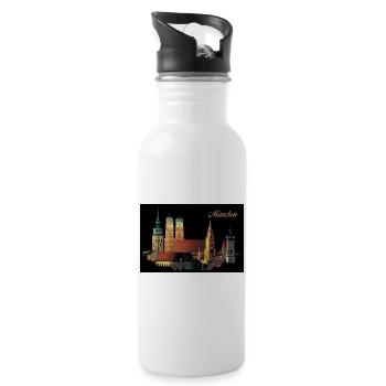 München - Trinkflasche mit integriertem Trinkhalm - Weiß - Rechts