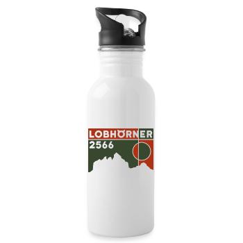 Lobhörner Ski Touring Hiking Exceeding Altitude - Water bottle with straw - white - Right