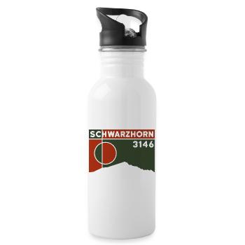 Flüela Schwarzhorn Davos Wandern Wanderung Skitour - Trinkflasche mit integriertem Trinkhalm - Weiß - Rechts