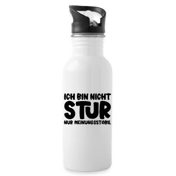 Ich bin nicht stur nur meinungsstabil - Trinkflasche mit integriertem Trinkhalm - Weiß - Rechts