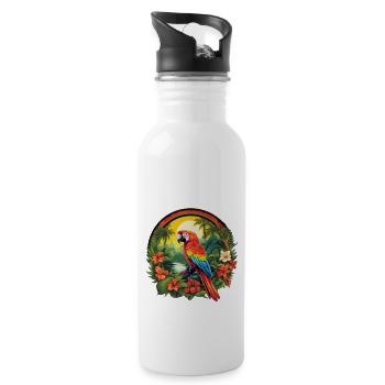 Tropical Parrot - Water bottle with straw - white - Right