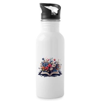 Book of Flowers - Water bottle with straw - white - Right