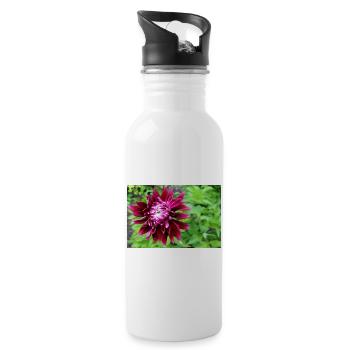 Dahlia, Flower, Blossom Red - Water bottle with straw - white - Right
