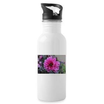 Dahlia Pink Pink Blossom ,Flower - Water bottle with straw - white - Right