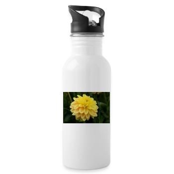 Dahlia fleur jaune, fleur - Gourde avec paille intégrée - blanc - Droite