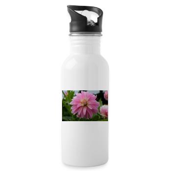 Dahlia Pink Pink Blossom ,Flower - Water bottle with straw - white - Right